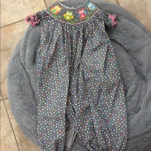 Smocked owl baby bubble